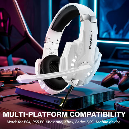 Auriculares para Juegos KOTION EACH G9000 Pro con Luz LED, Estéreo con Cable de 3,5mm, Micrófono Incorporado, Tema Anime/Películas/Videojuegos, Compatible con Xbox Series X/S, PS4, PS5, PC y Mac