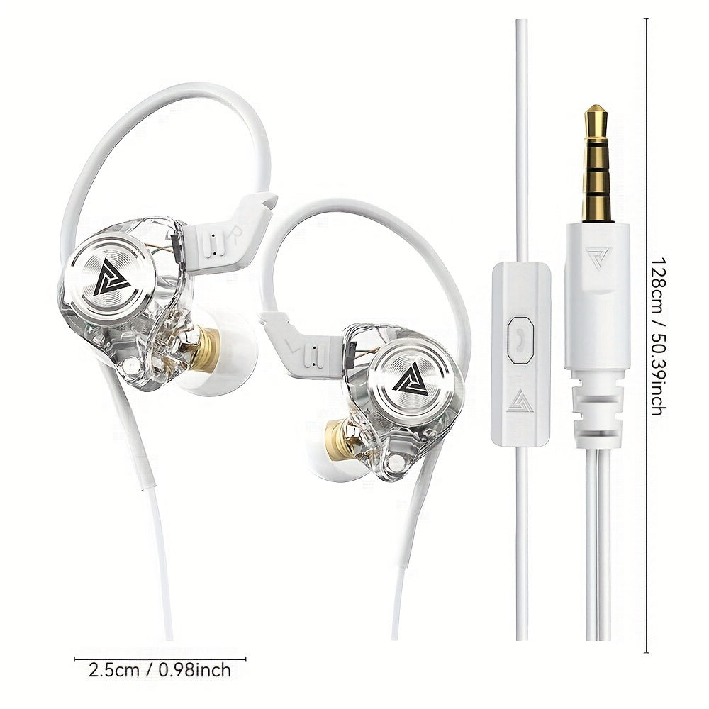 Auriculares In-Ear QKZ AK3 Transparentes de Resina Dinámica con Micrófono y Cable de 3,5mm, Aislantes de Ruido, Control de Llamadas y Cable Anti-enredos