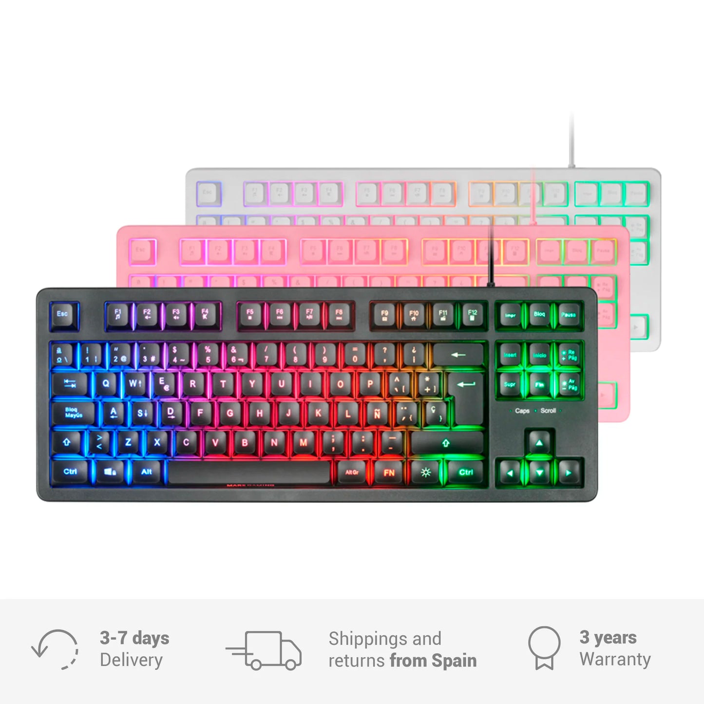 Teclado Mars gaming MK023 TKL con tecnología híbrida h-mech e iluminación FRGB Diseño compacto TKL