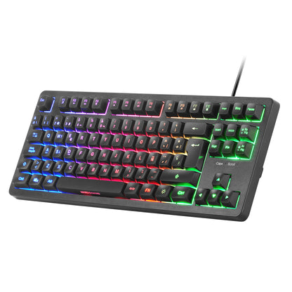 Teclado Mars gaming MK023 TKL con tecnología híbrida h-mech e iluminación FRGB Diseño compacto TKL