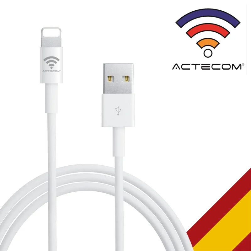 Actecom Cable Compatible con iPhone - USB para iPhone X, XS Max, 8 Plus, 7 Plus, 6S, 6 Plus, 5S, 5C, SE, iPad 11, 11 Pro, 13, 13 Pro, 12 Mini, 14, 14 Pro, 14 Pro Max, 14 Plus Carga Rápida 2.4A