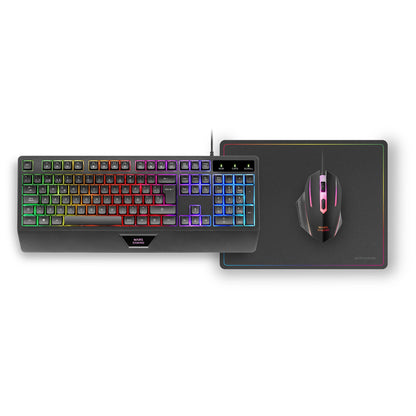 Teclado Ergonómico H-Mech LED RGB, Ratón RGB  Switches HUANO, Alfombrilla Nanotextil 360x260mm, Compatibilidad Multiplataforma, Combo PC Negro o Blanco con Layout Español