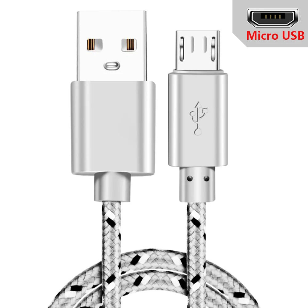 Cable Micro USB de Nailon Trenzado para Móvil - Cargador USB de Sincronización de Datos de 1m/2m/3m para Samsung, Huawei, Xiaomi, HTC, Teléfono Android