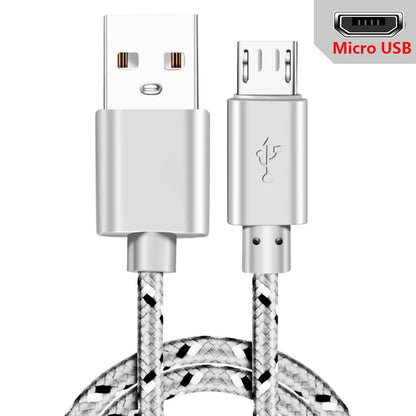 Cable Micro USB de Nailon Trenzado para Móvil - Cargador USB de Sincronización de Datos de 1m/2m/3m para Samsung, Huawei, Xiaomi, HTC, Teléfono Android