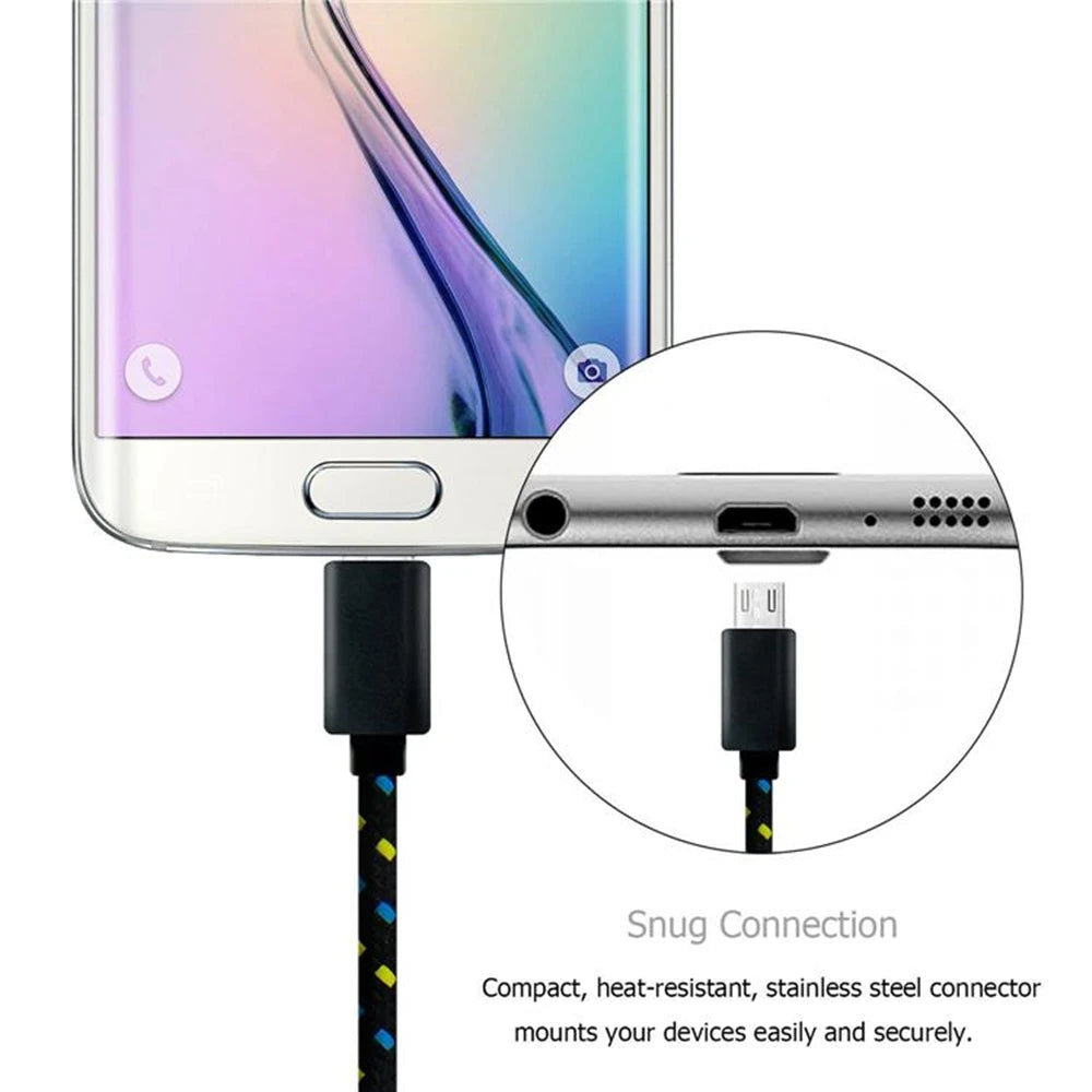 Cable Micro USB de Nailon Trenzado para Móvil - Cargador USB de Sincronización de Datos de 1m/2m/3m para Samsung, Huawei, Xiaomi, HTC, Teléfono Android