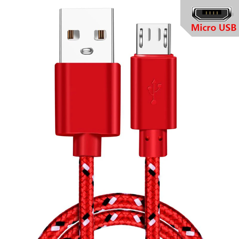 Cable Micro USB de Nailon Trenzado para Móvil - Cargador USB de Sincronización de Datos de 1m/2m/3m para Samsung, Huawei, Xiaomi, HTC, Teléfono Android