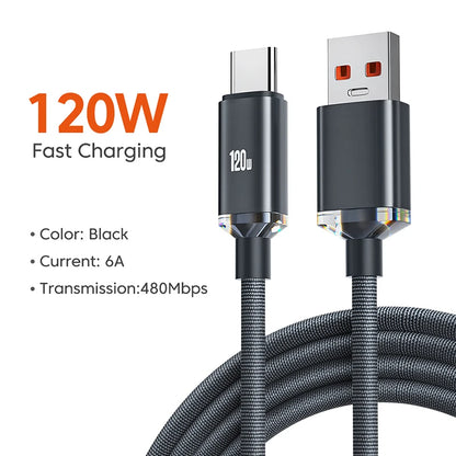 Cable de Carga Rápida USB Tipo C para Teléfono Xiaomi Redmi Note 13 14 Pro, Cable de Datos de Carga Rápida 6A de 120W