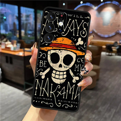 Funda negra de TPU One Piece con diseño de Luffy para Samsung Galaxy S24/S23/S22