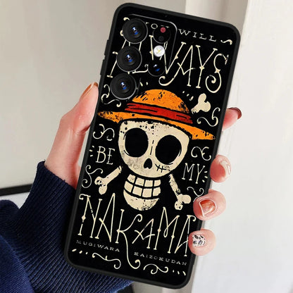 Funda negra de TPU One Piece con diseño de Luffy para Samsung Galaxy S24/S23/S22