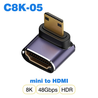 Ugrourd - Adaptador de Cable HDMI 2.1, Convertidor Mini/Micro HDMI a HDMI 2.1, 48Gbps, 8K 60Hz, 4K 120Hz para Proyector, HDTV, PS4, PS5, Ordenador Portátil y PC