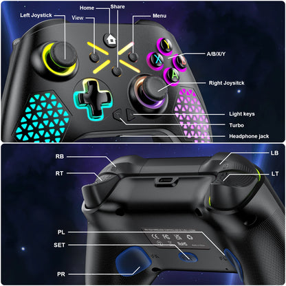 Mando Inalámbrico para Xbox One, Xbox Series S, Xbox Series X, PC Win 7, 8, 10, con Doble Vibración y Giroscopio de Seis Ejes