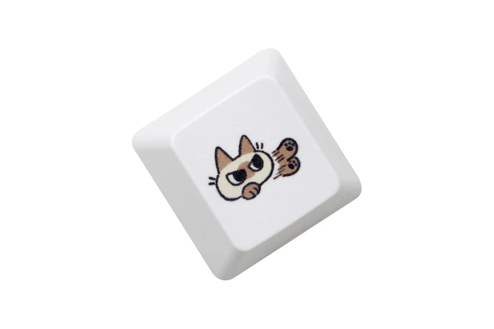 Teclas con Diseño de Gato Siamés para Teclados Mecánicos de Juegos - Teclas de Subcama para MX Stem, Color Blanco