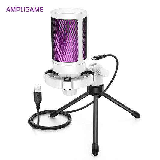 AmpliGame Micrófono USB para Juegos con Silencio Rápido