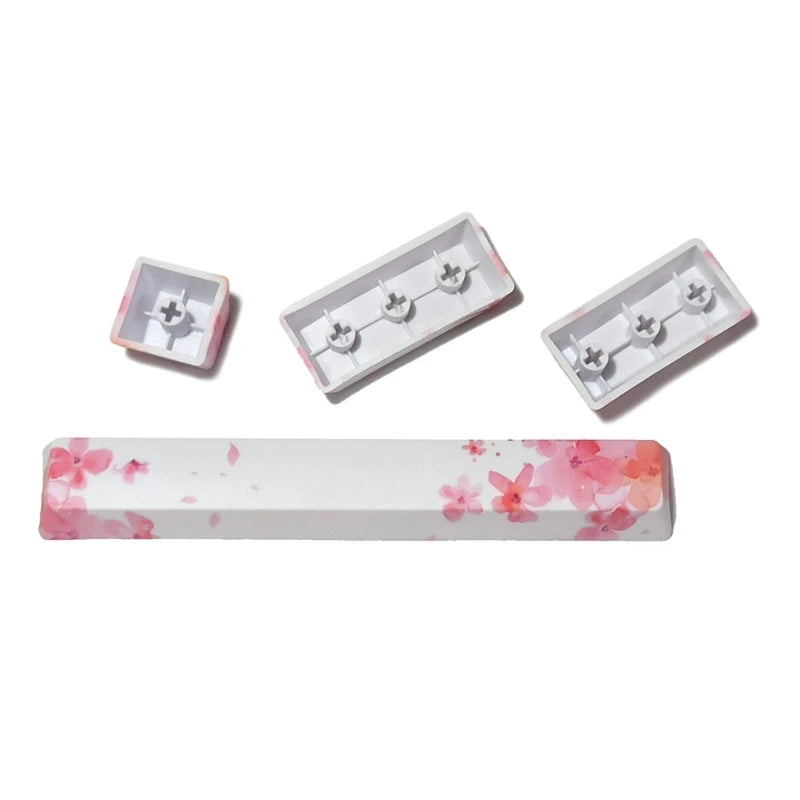 Teclas Personalizadas PBT OEM para Teclados Mecánicos, Diseño Cherry Blossom, Teclas SPACE ENTER ESC, Dye Sub, 4 Teclas