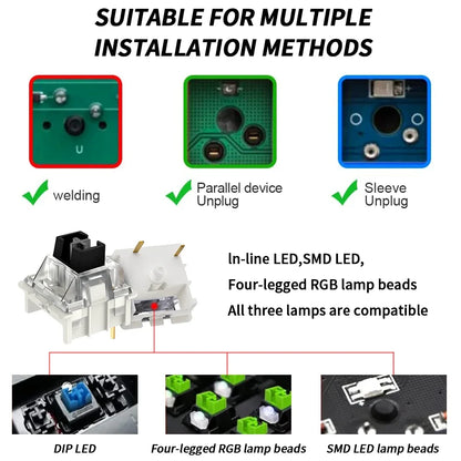 Interruptores Outemu para Teclado Mecánico – Clicky, Lineales y Táctiles de 3 Pines, Compatibles con MX y RGB LED SMD