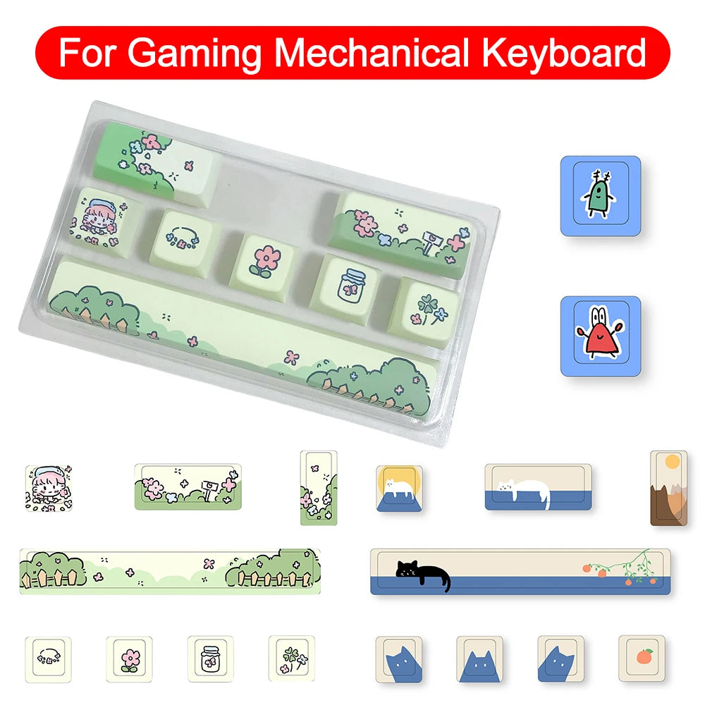 Teclas Personalizadas para Teclado Mecánico de Videojuegos - 8 Piezas, DIY, Animal Lindo, Tinte de 5 Lados, SUB 6.25U, Barra Espaciadora, Perfil Cherry/MDA