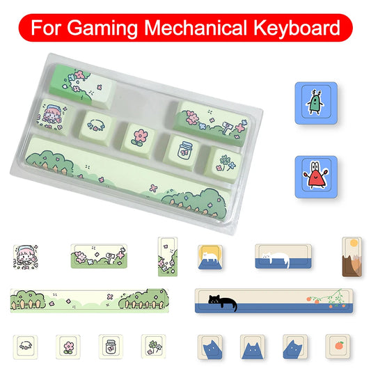 Teclas Personalizadas para Teclado Mecánico de Videojuegos - 8 Piezas, DIY, Animal Lindo, Tinte de 5 Lados, SUB 6.25U, Barra Espaciadora, Perfil Cherry/MDA