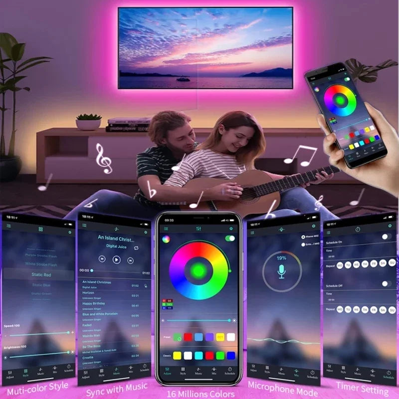 Tira de luces LED RGB USB con control inteligente para habitaciones, decoración del hogar y más