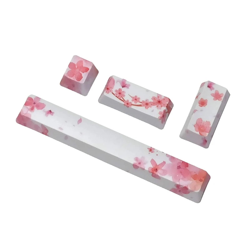 Teclas Personalizadas PBT OEM para Teclados Mecánicos, Diseño Cherry Blossom, Teclas SPACE ENTER ESC, Dye Sub, 4 Teclas