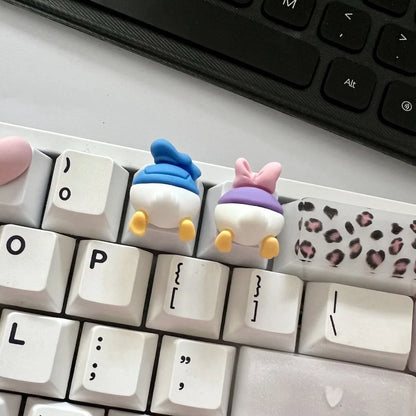 Teclas de Disney Hechas a Mano - Daisy Duck y Pato Donald para Teclado Mecánico de Dibujos Animados