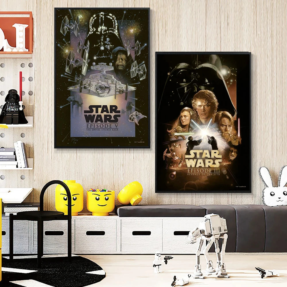 Pósters de Star Wars para pared con estilo retro y moderno