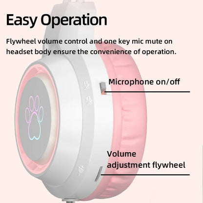 Auriculares para Juegos con Orejas de Gato: Sonido 3D, Micrófono con Reducción de Ruido y Diseño Cómodo