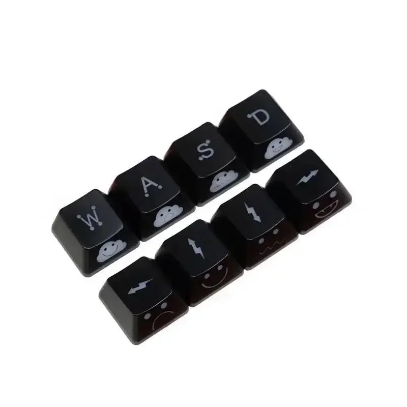 Juego de Teclas Emo WASD y Flechas, Tapa de Tecla con Iluminación Lateral Ancha, Compatible con Interruptores MX, Para Teclado Mecánico