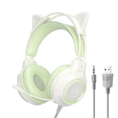 Auriculares para Juegos con Orejas de Gato: Sonido 3D, Micrófono con Reducción de Ruido y Diseño Cómodo