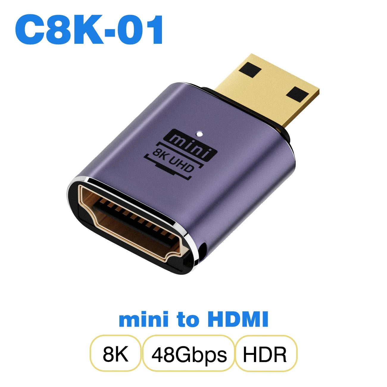 Ugrourd - Adaptador de Cable HDMI 2.1, Convertidor Mini/Micro HDMI a HDMI 2.1, 48Gbps, 8K 60Hz, 4K 120Hz para Proyector, HDTV, PS4, PS5, Ordenador Portátil y PC