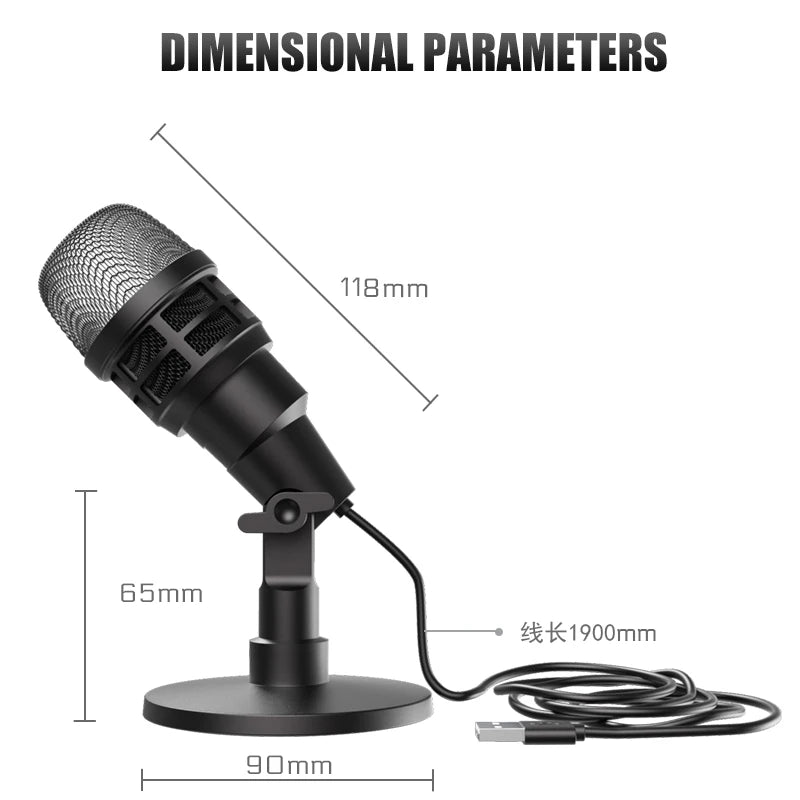 Micrófono USB RGB para podcast, jugary streaming