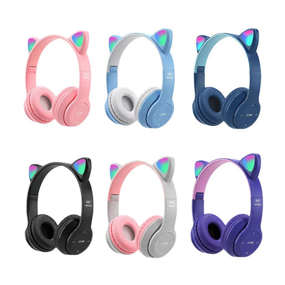 Auriculares Inalámbricos con Orejas de Gato: Luminosos y Perfectos para Niños y Niñas