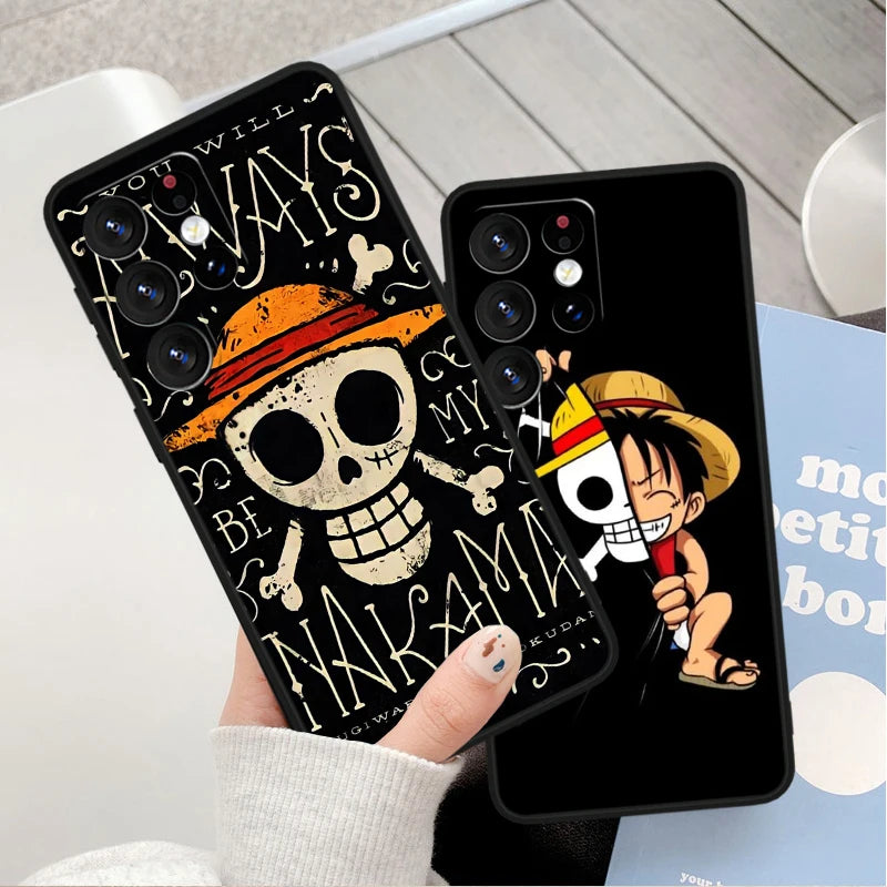 Funda negra de TPU One Piece con diseño de Luffy para Samsung Galaxy S24/S23/S22