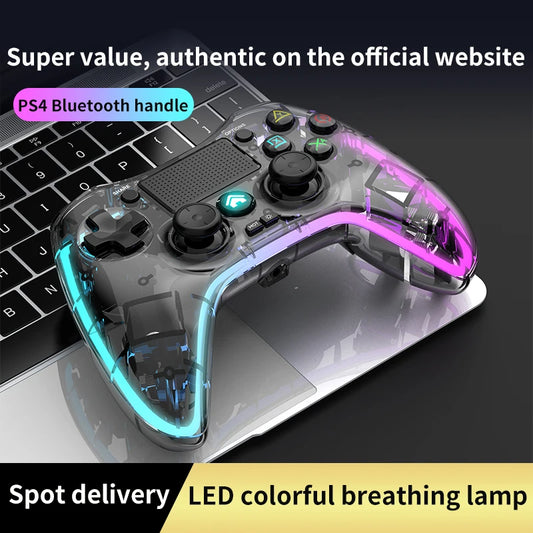 Mando de Juego Inalámbrico de Cristal Transparente para PS4, Switch, PS3, Android, PC, iOS con Botones Táctiles