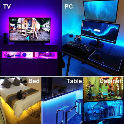 Tira de luces LED RGB USB con control inteligente para habitaciones, decoración del hogar y más