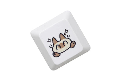 Teclas con Diseño de Gato Siamés para Teclados Mecánicos de Juegos - Teclas de Subcama para MX Stem, Color Blanco