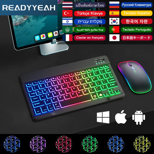 Teclado/Teclado + Ratón inalámbricos bluetooth con retroiluminación para tablets y portátiles