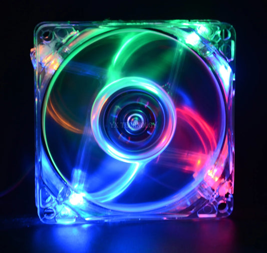 Ventilador fan RGB de 80mm sin escobillas para chasis de pc