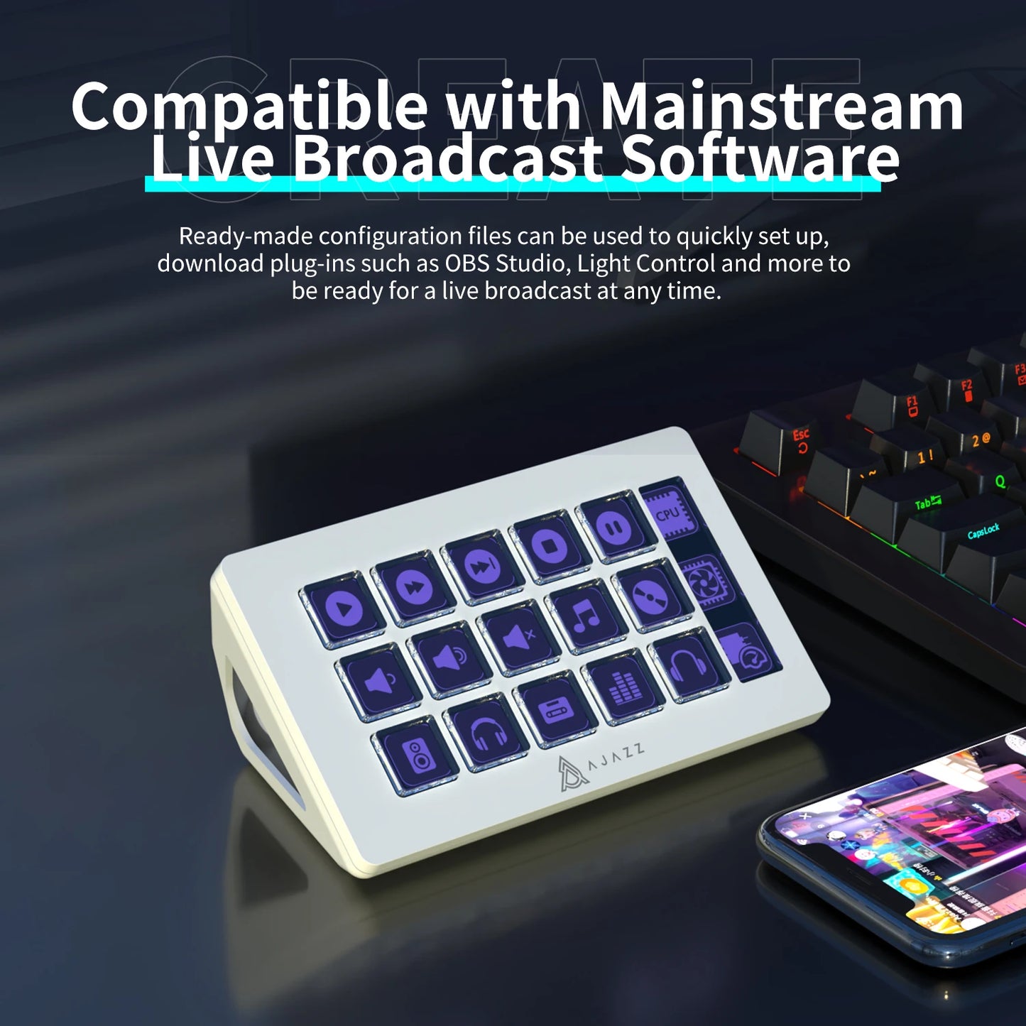 StreamDeck Ajazz akp153e con 6/15 teclas macro para Windows/Mac/Android/iOS