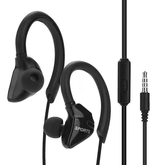 Auriculares Deportivos con Gancho para la Oreja, Cable de 3,5mm y 1,25m, Compatibles con iPhone, Samsung, MP3 y Smartphones, Diseño Intrauditivo