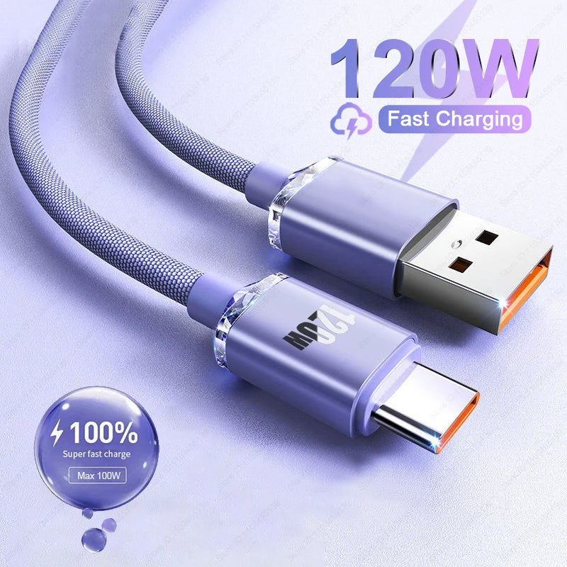 Cable de Carga Rápida USB Tipo C para Teléfono Xiaomi Redmi Note 13 14 Pro, Cable de Datos de Carga Rápida 6A de 120W