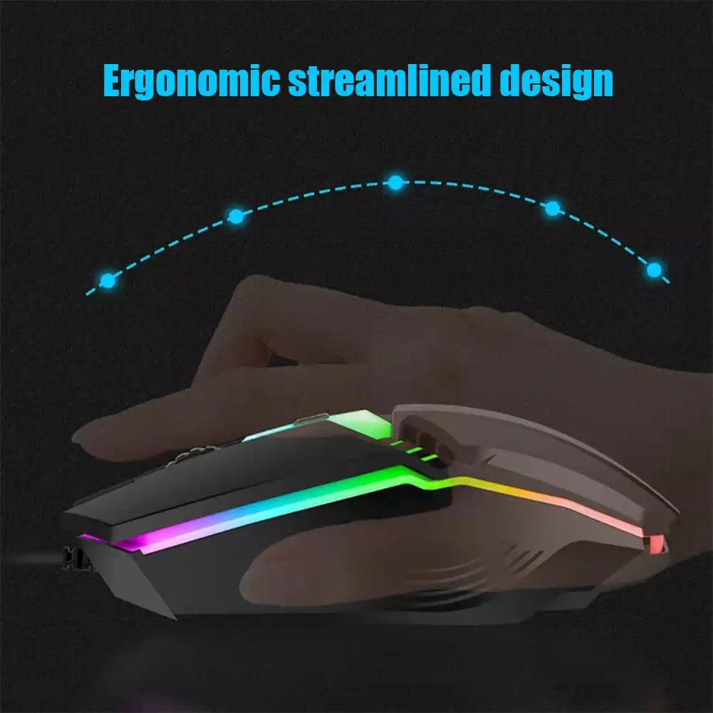 Ratón ergonómico con iluminación LED, 1600 DPI y 4 botones