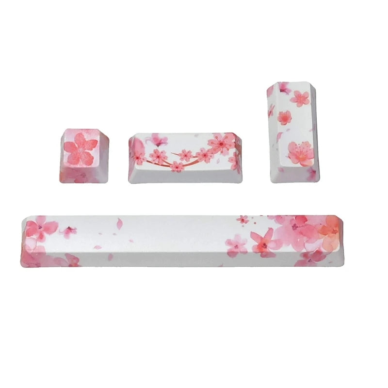 Teclas Personalizadas PBT OEM para Teclados Mecánicos, Diseño Cherry Blossom, Teclas SPACE ENTER ESC, Dye Sub, 4 Teclas