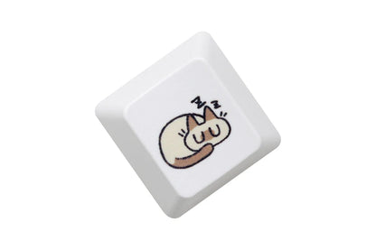 Teclas con Diseño de Gato Siamés para Teclados Mecánicos de Juegos - Teclas de Subcama para MX Stem, Color Blanco