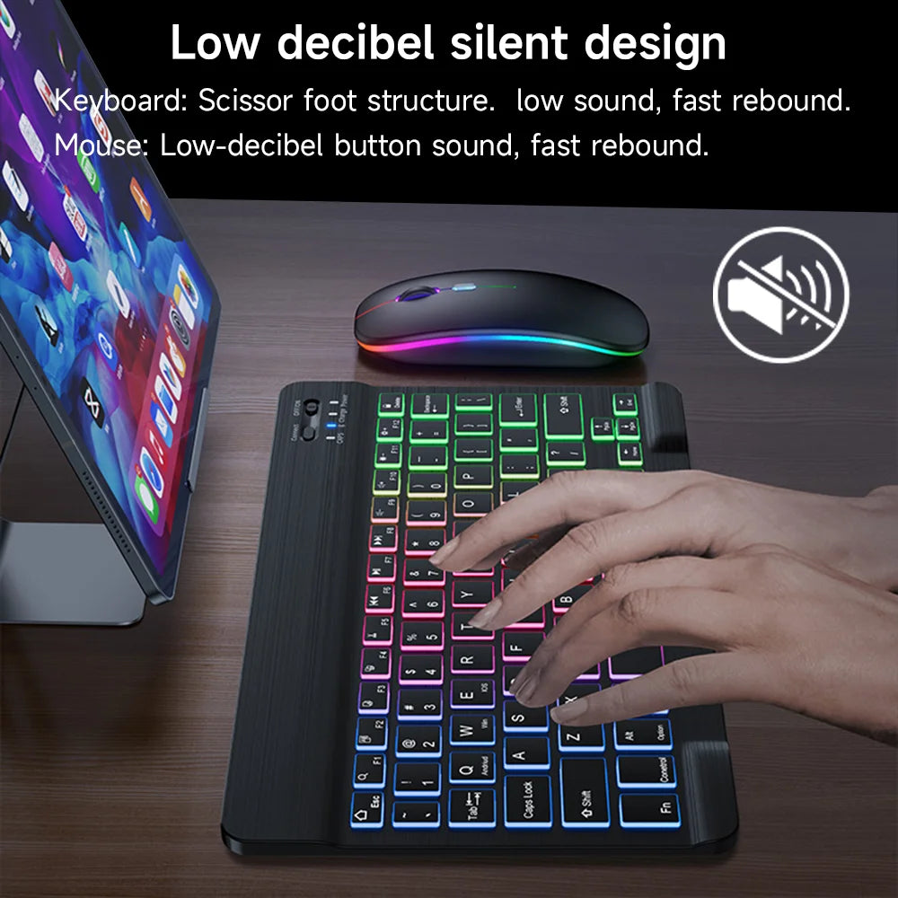 Teclado/Teclado + Ratón inalámbricos bluetooth con retroiluminación para tablets y portátiles