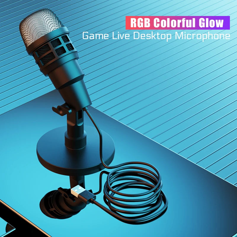 Micrófono USB RGB para podcast, jugary streaming