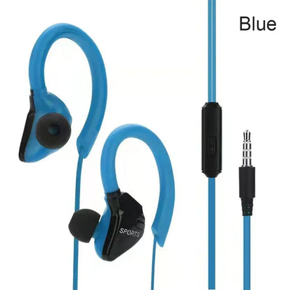 Auriculares Deportivos con Gancho para la Oreja, Cable de 3,5mm y 1,25m, Compatibles con iPhone, Samsung, MP3 y Smartphones, Diseño Intrauditivo