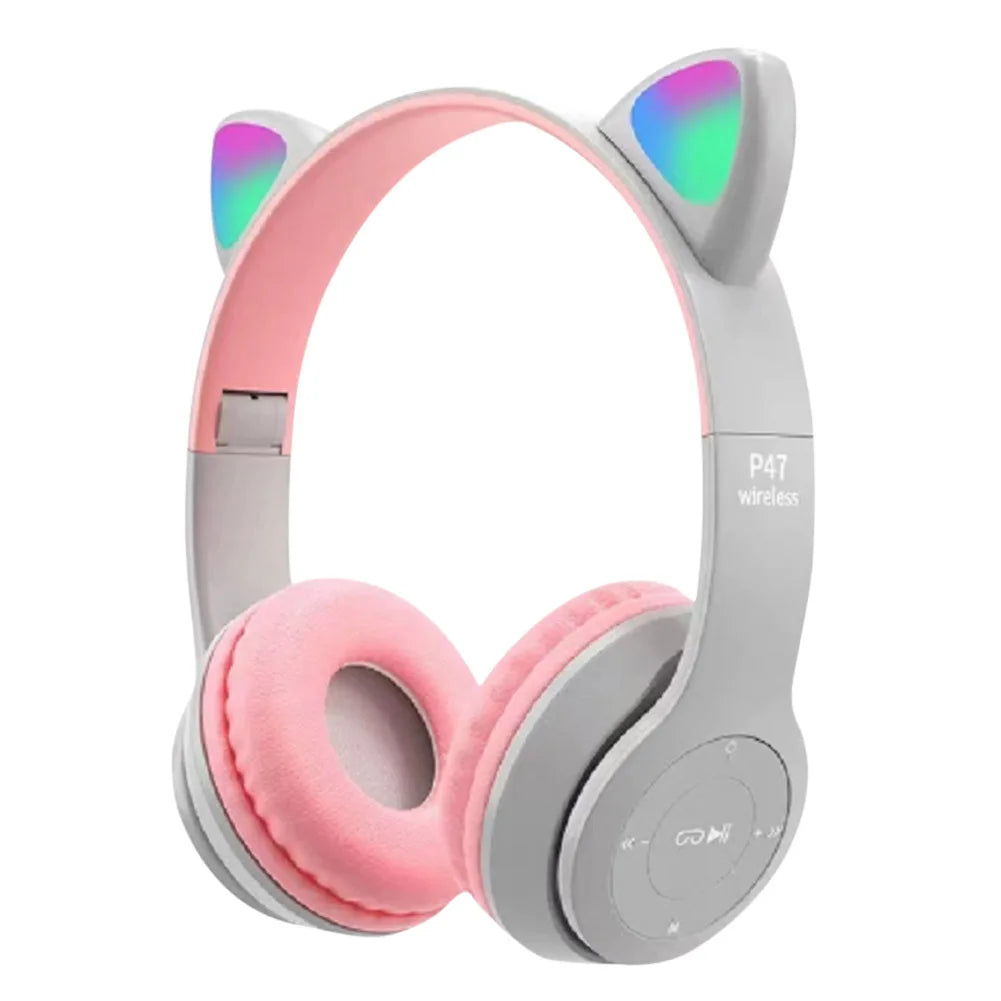 Auriculares Inalámbricos con Orejas de Gato: Luminosos y Perfectos para Niños y Niñas