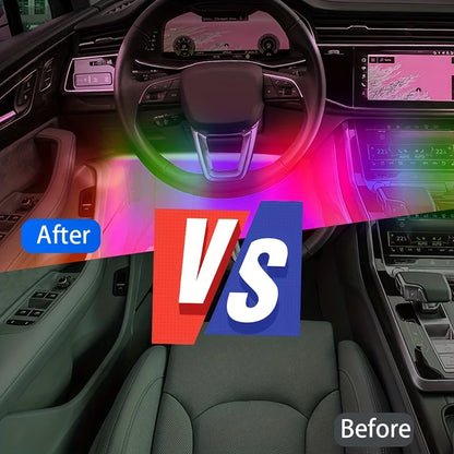 Tira de luces LED RGB para coche, Control por APP, Bluetooth, USB, 48 LEDs