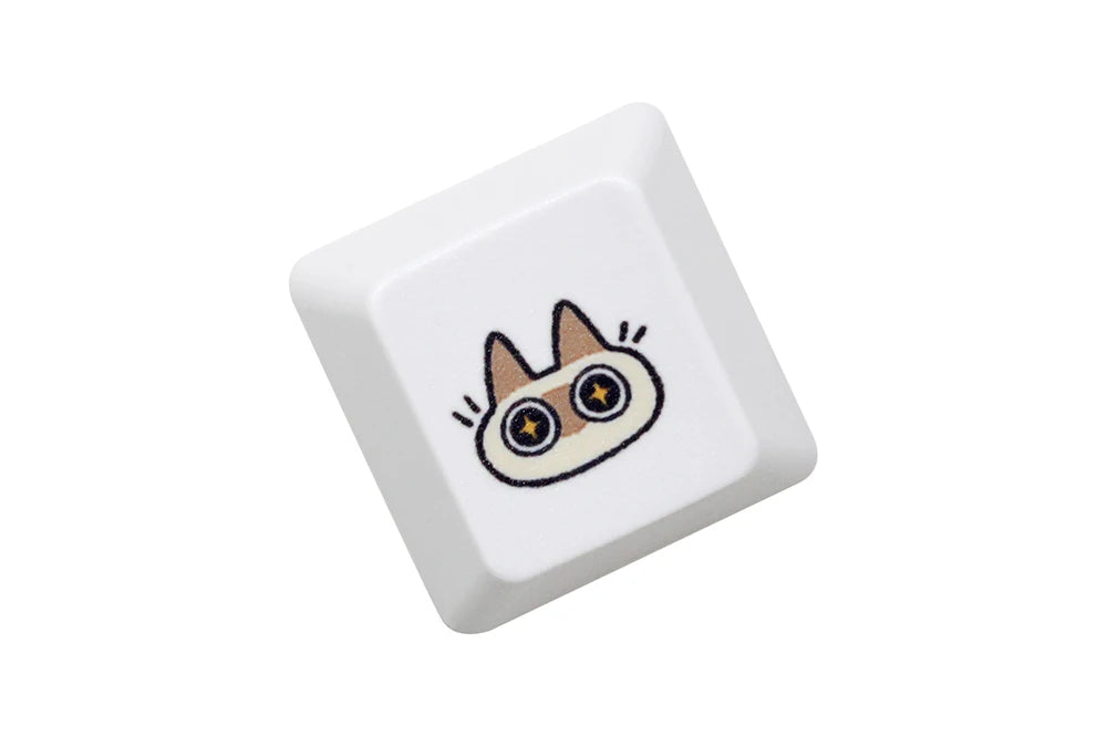 Teclas con Diseño de Gato Siamés para Teclados Mecánicos de Juegos - Teclas de Subcama para MX Stem, Color Blanco