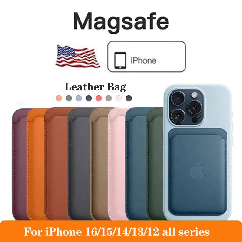 Funda de Cuero Tipo Billetera Original de Lujo con MagSafe para iPhone 12, 13, 14, 15 y 16 Pro Max